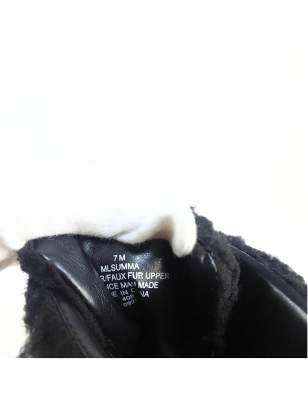Marc Fisher Summa Genuine Shearling Suede High Top Sneaker Women Black 7M- 0169